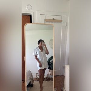 Cutout linen mini dress